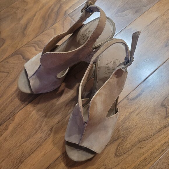Franco Sarto tan/cream suede wedges - Picture 1 of 3
